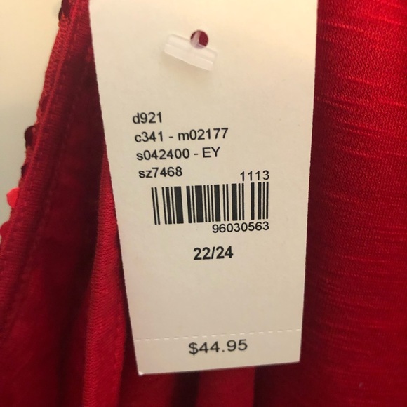 Lane Bryant Red Sequin Cami Tank Spaghetti Adjustable Straps Ruched Bust 22/24 - Picture 10 of 10